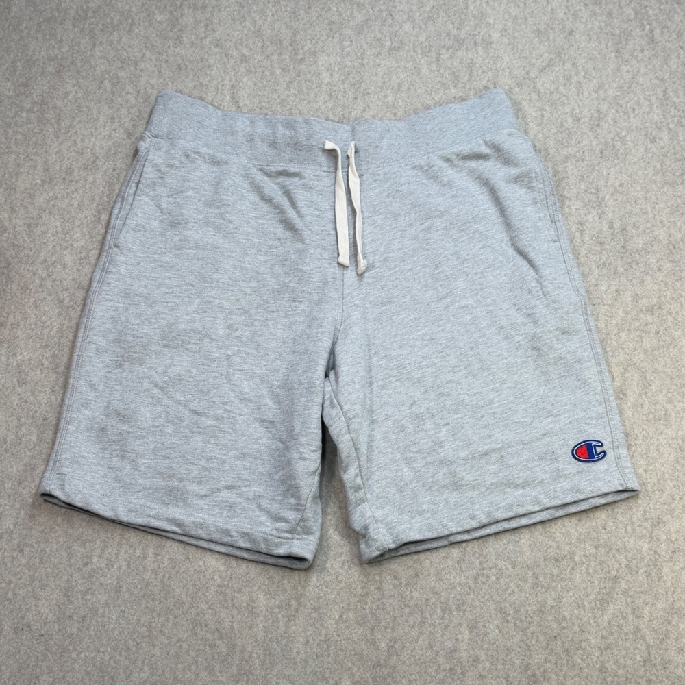 Champion Sweat Shorts Men XL Gray Fleece Drawstring Athleisure Sporty Loungewear